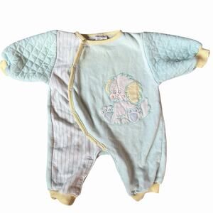 Vintage 90s Small Stars Baby Boy Green Quilted Bodysuit Puppy Embroidery 6-9M